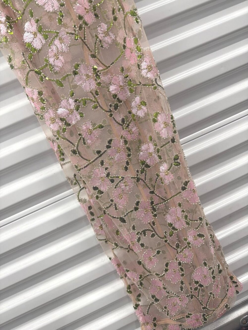 Sau Lee Olympia Sheer Mesh Maxi Dress Nude Womens Size 4 - Picture 9 of 12